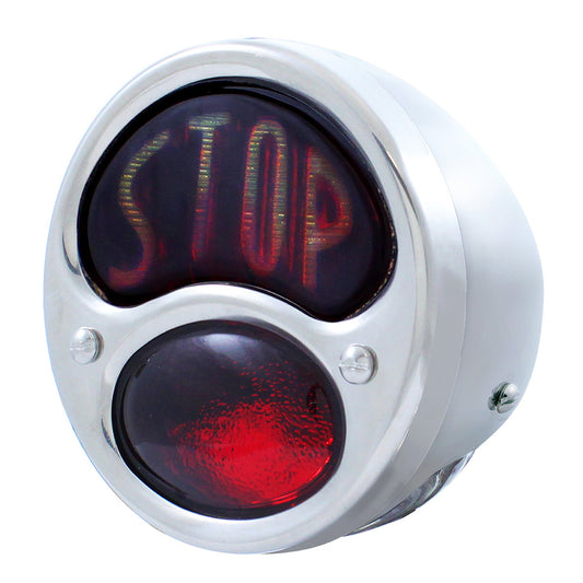 Ford Model A "Stop" LH Taillight SS Housing Glass Lens Brake Lamp 12V Left light